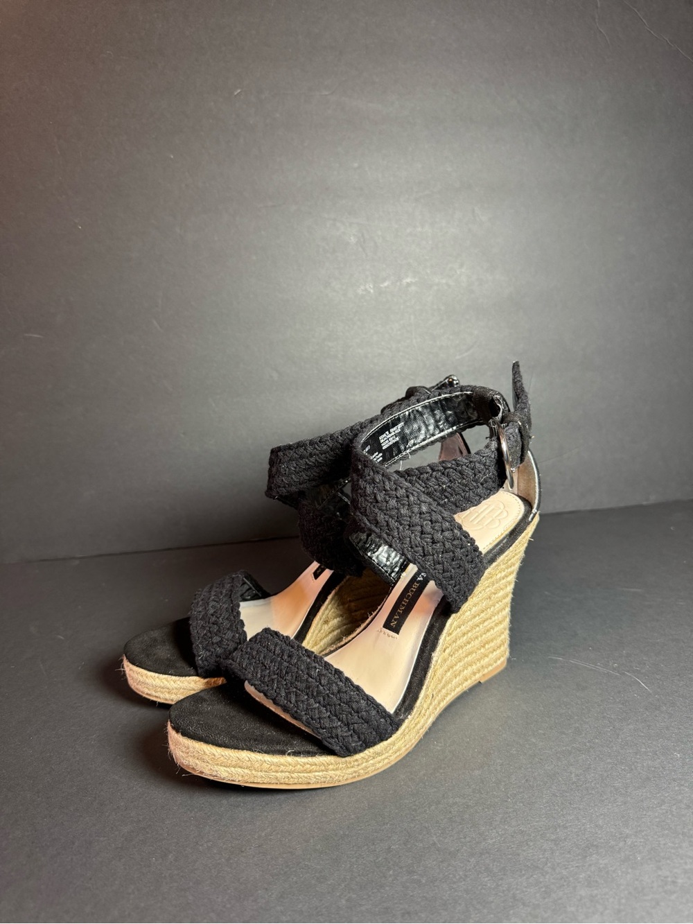 Dana Buchman Black Braided Espadrille Wedge Sandals
